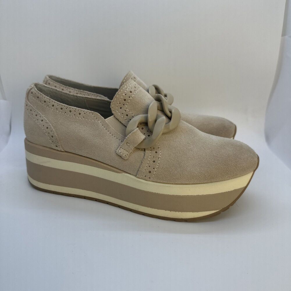 Dolce Vita Womens Jhenee Dune Suede Tan Platform Loafers Sneakers Casual Size 6